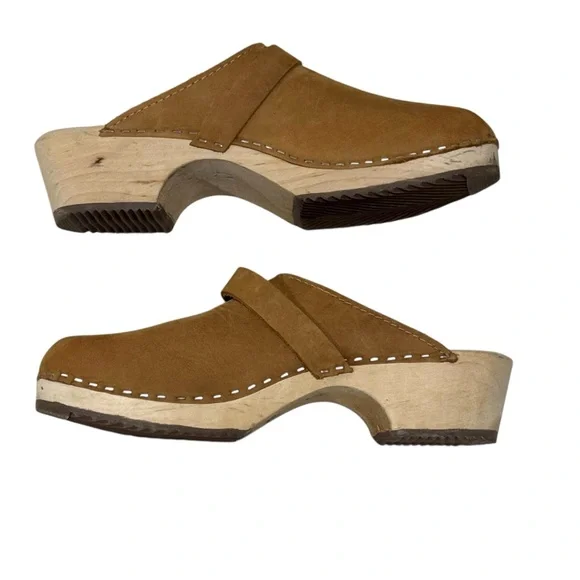 Lotta from Stockholm Lottas Classic Swedish Clogs Camel Nubuck Leather 40 US 9.5 - Picture 7 of 9